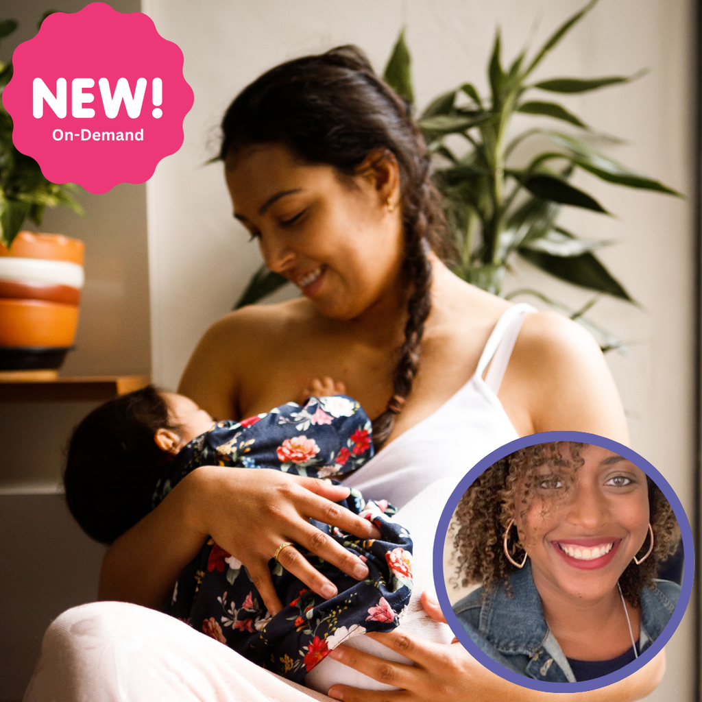 A woman breastfeeding a baby while smiling.
