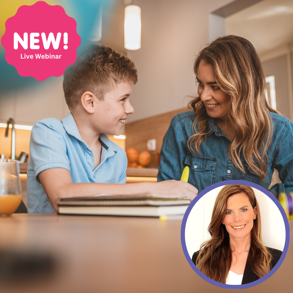 Minimally verbal child in a live webinar with a therapist discussing speech development strategies.