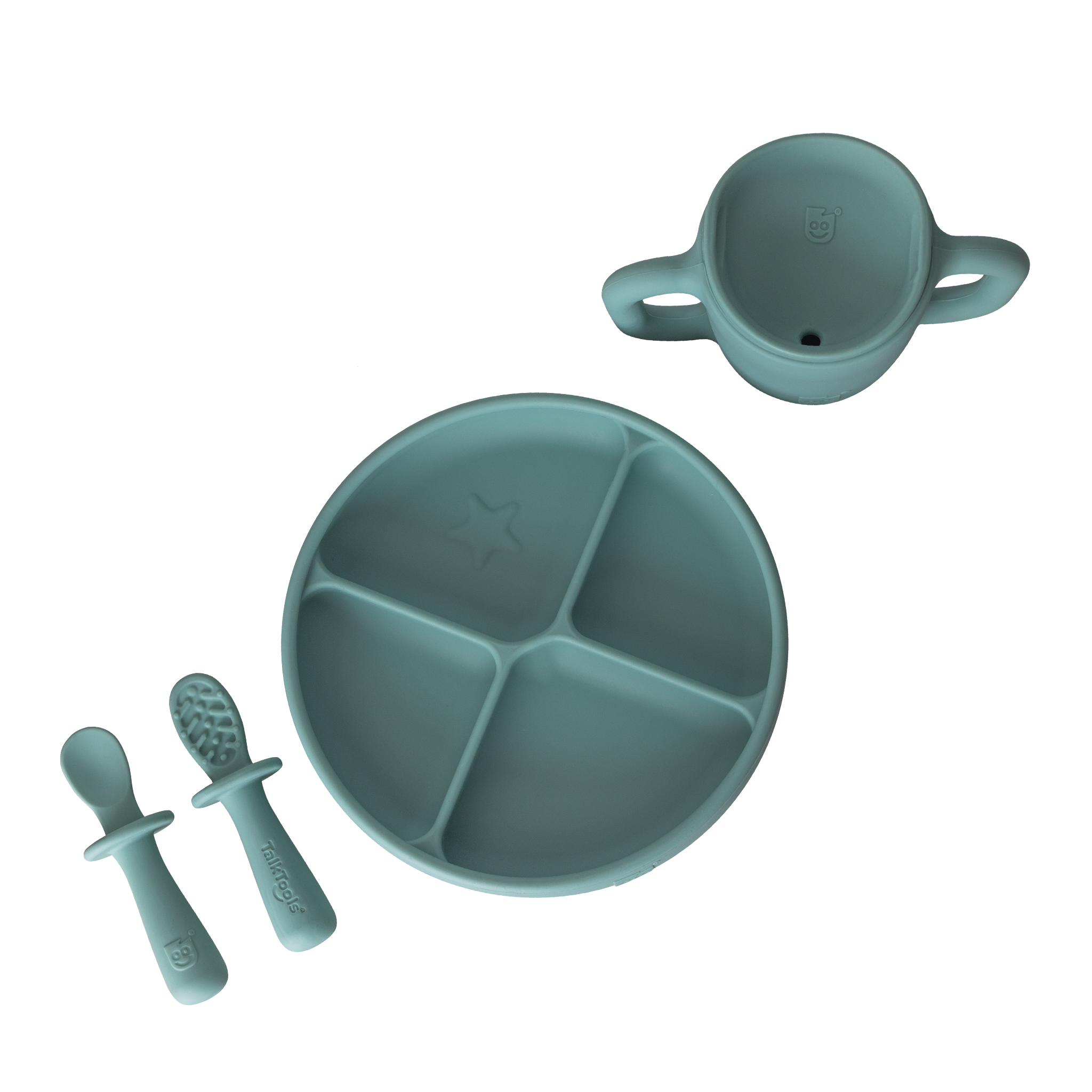 TalkTools Itsy Bundle self-feeding plate, cup, and utensils